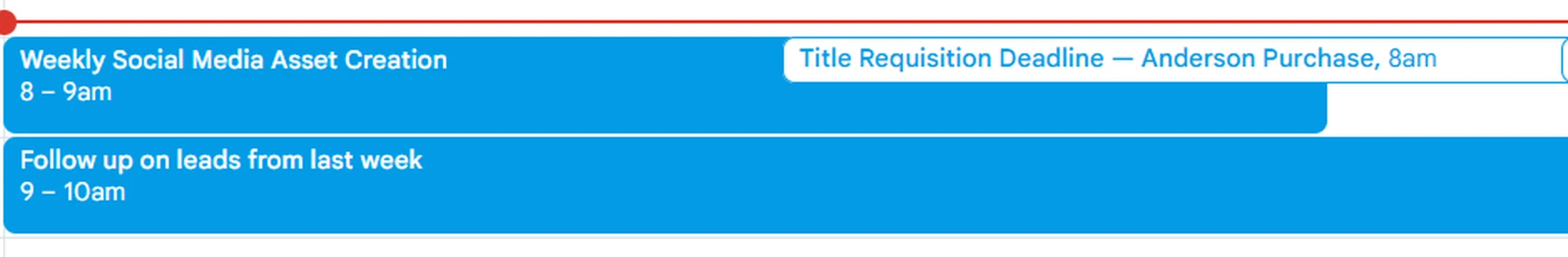 A real calendar with time blocks and a title deadline added by EMDUIT Apprentices
